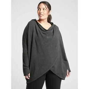 ATHLETA WOMEN'S CHARCOAL GRAY PURANA WRAP HOODIE SWEATSHIRT SWEATER Sz 1X